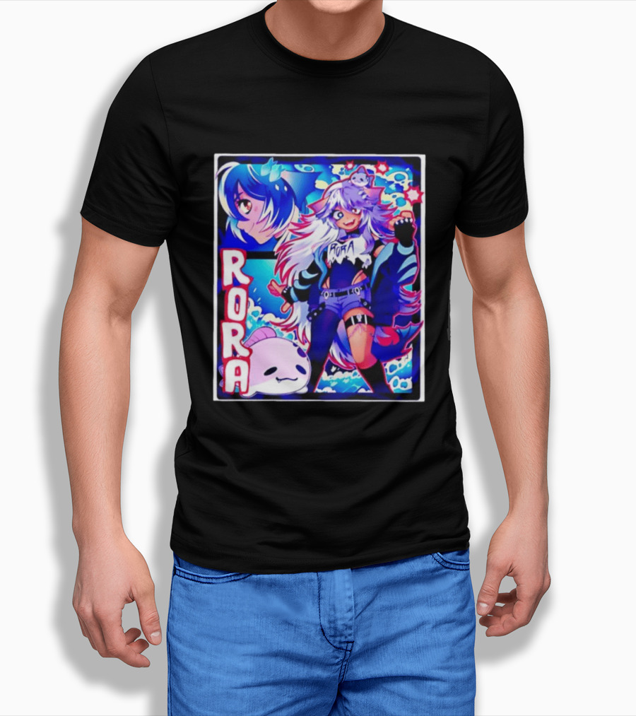 Rora Anime Character Vibrant Art With Cute Fantasy Elements And Pink Creature T-Shirt
