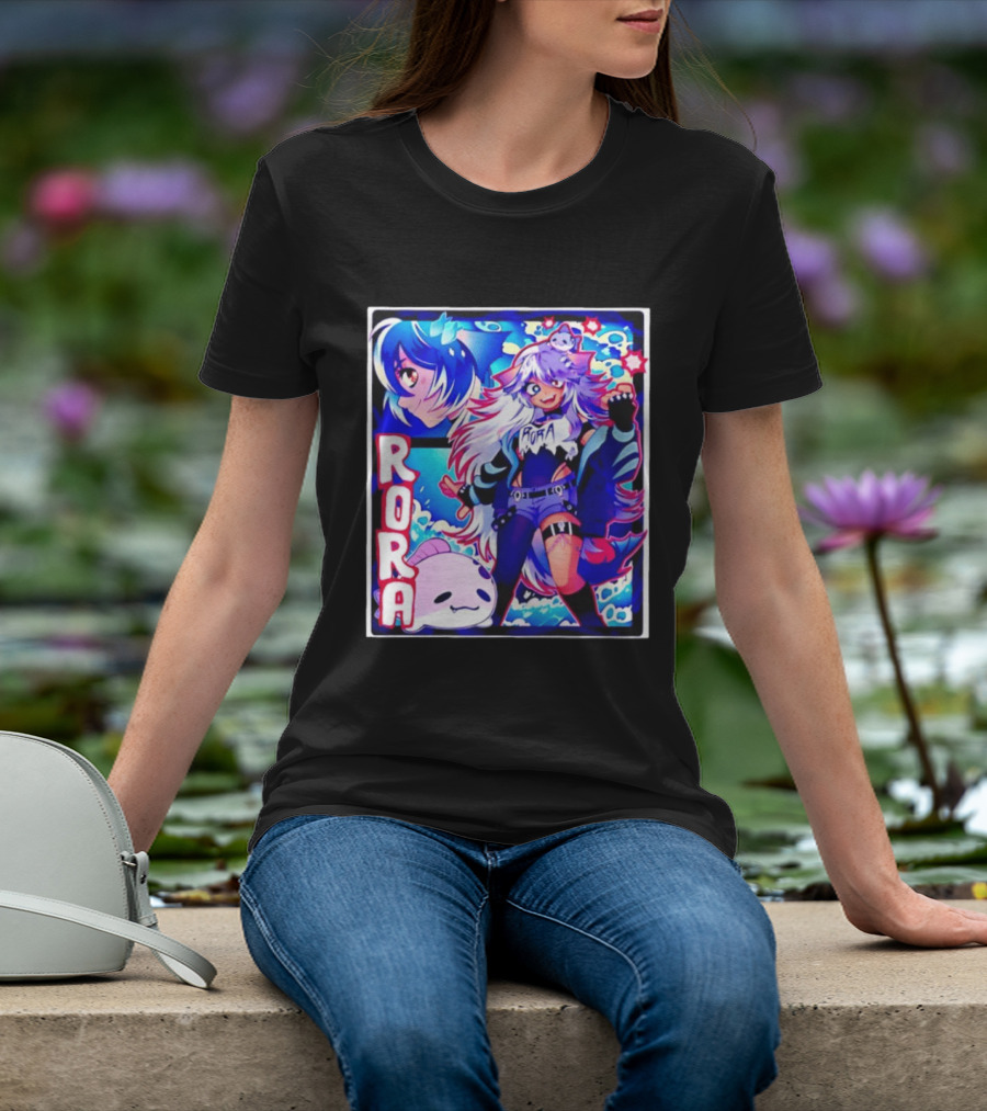 Rora Anime Character Vibrant Art With Cute Fantasy Elements And Pink Creature T-Shirt