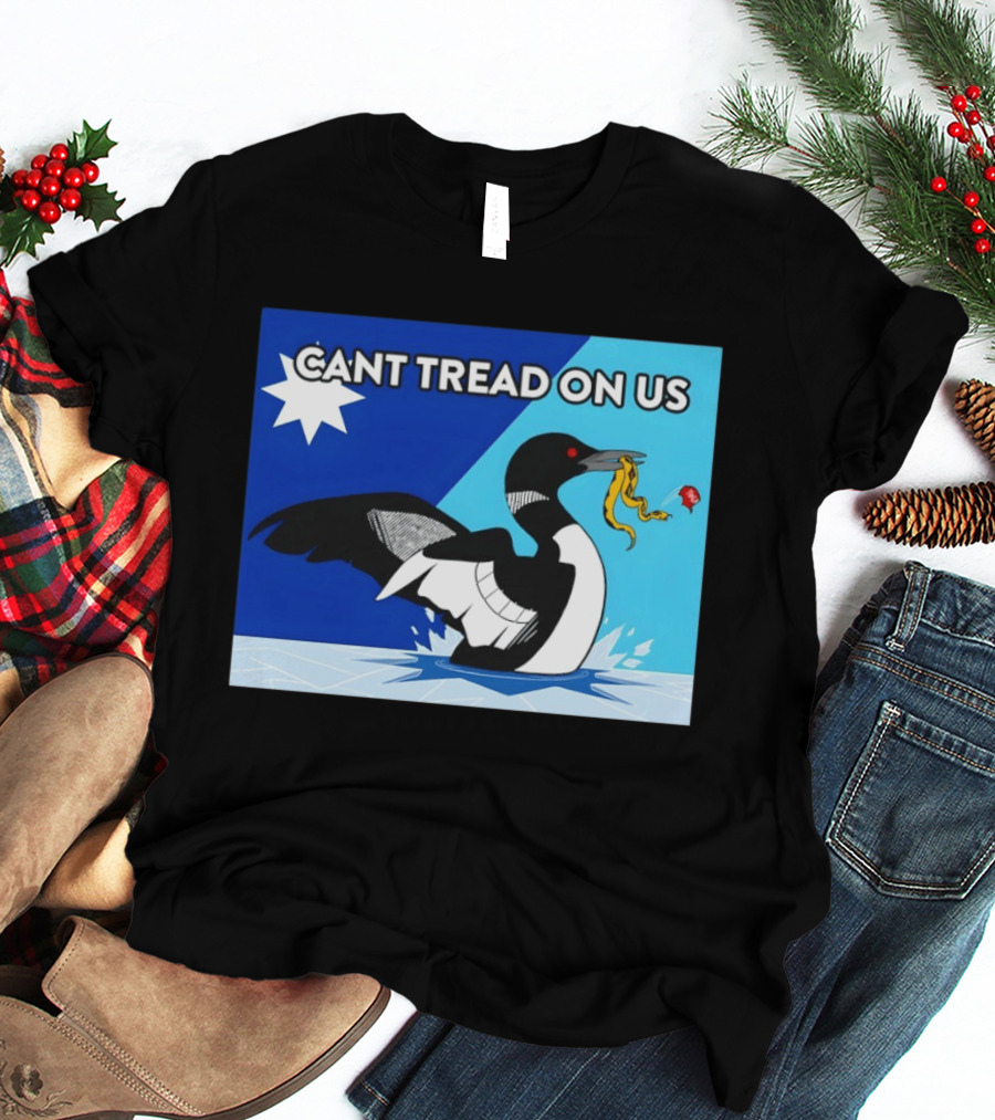 Can't Tread On Us Minnesota Loon Yellow Snake Black Bird Blue T-Shirt