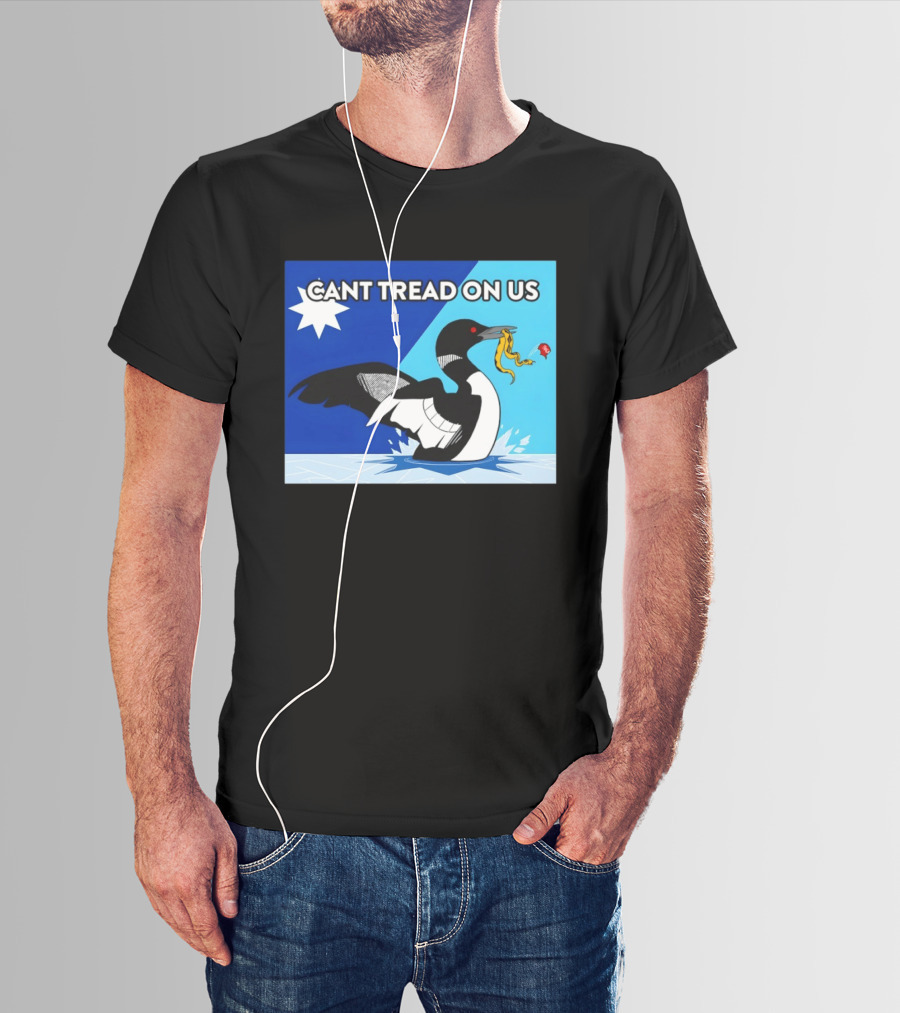 Can't Tread On Us Minnesota Loon Yellow Snake Black Bird Blue T-Shirt