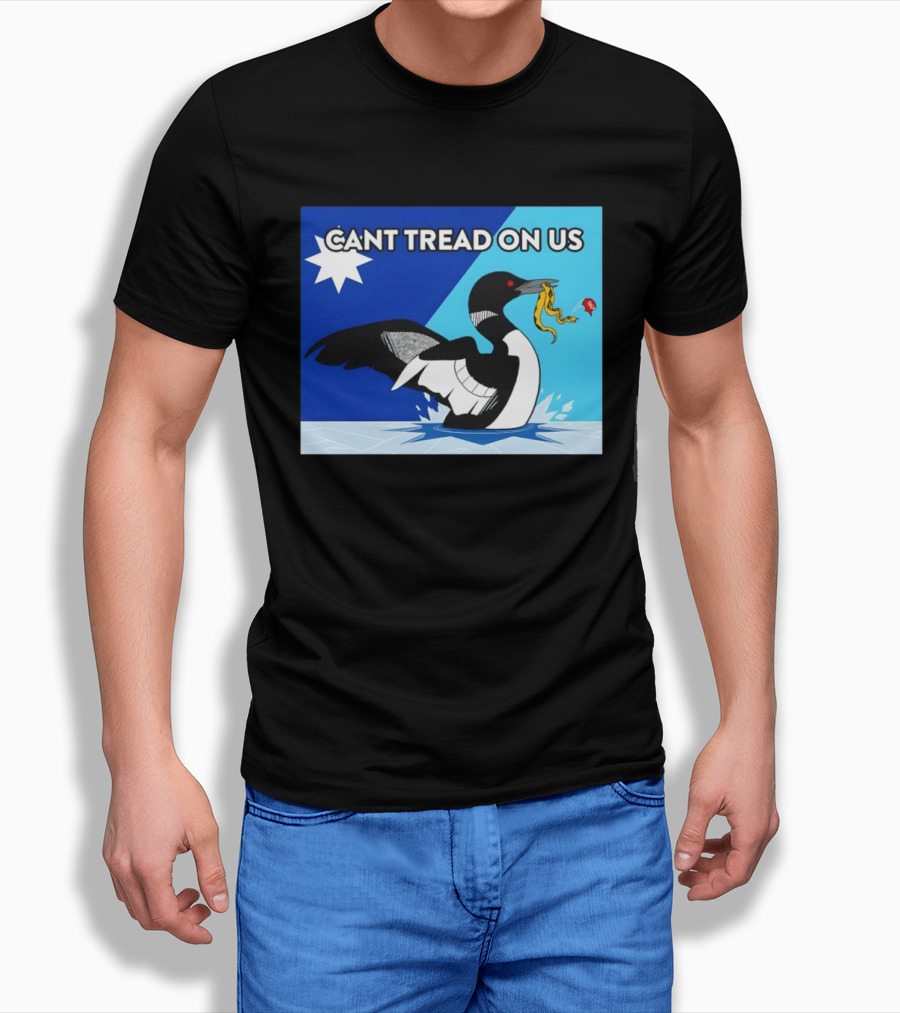 Can't Tread On Us Minnesota Loon Yellow Snake Black Bird Blue T-Shirt