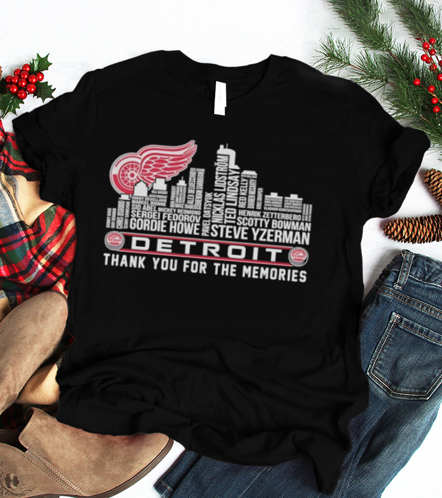 Detroit Red Wings City Skyline Steve Yzerman Thank You For The Memories T-Shirt