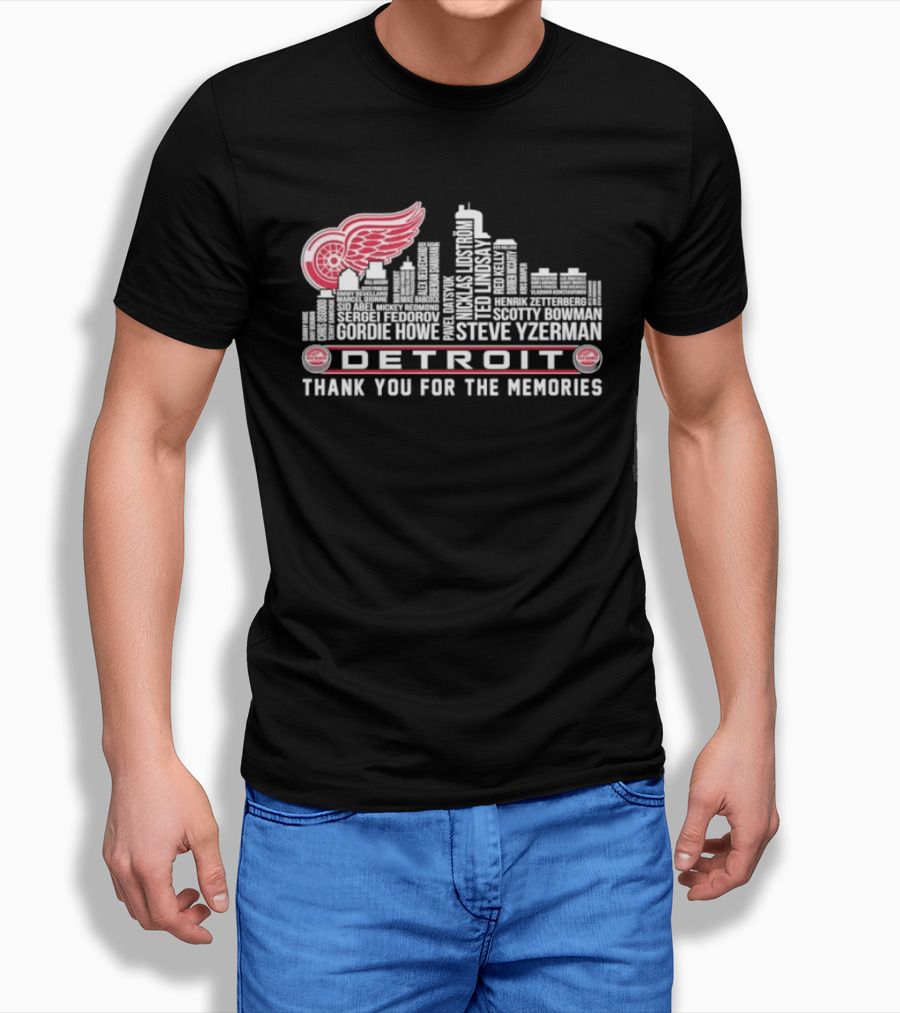 Detroit Red Wings City Skyline Steve Yzerman Thank You For The Memories T-Shirt