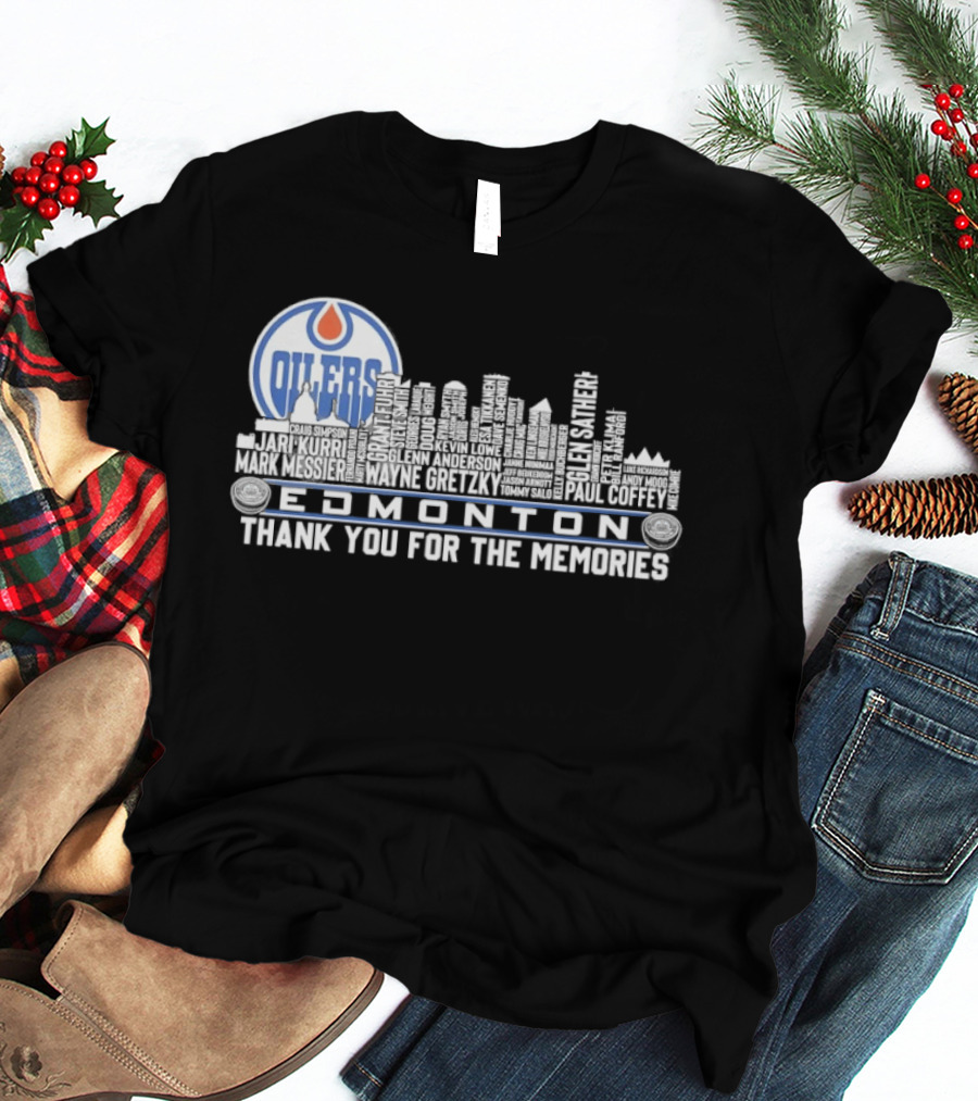 Edmonton Oilers Players City Skyline Thank You For The Memories T-Shirt