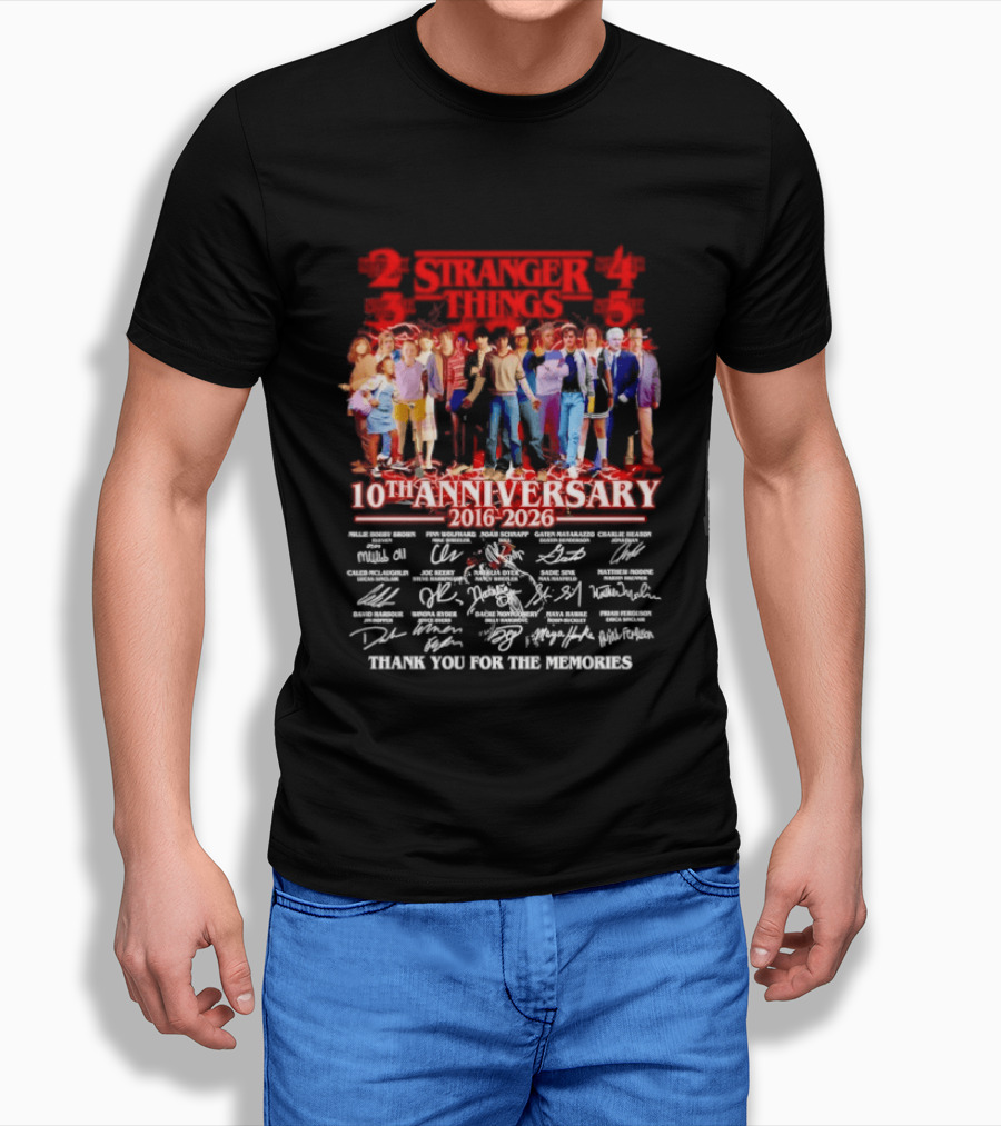 Stranger Things 10th Anniversary 2016 2026 Thank You For The Memories T-Shirt