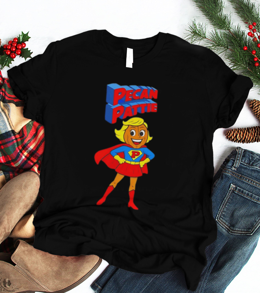 Pecan Pattie Superhero Character Red Blue Outfit T-Shirt