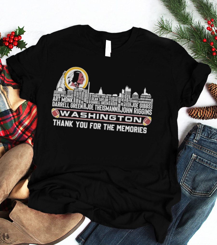 Washington Redskins Player Names City Skyline Thank You For The Memories T-Shirt