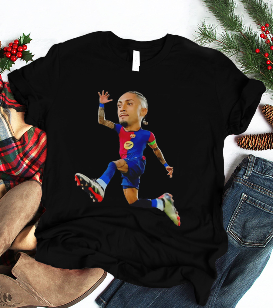 Raphinha Barcelona La Liga Brasil Caricature Player Action Pose T-Shirt