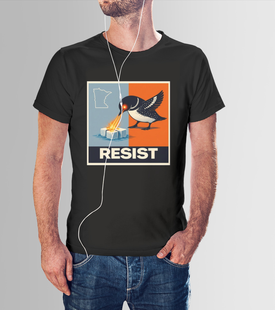Rebel Minneapolis Ice Protest Resist With Loon Laser Bird And Minnesota Map T-Shirt