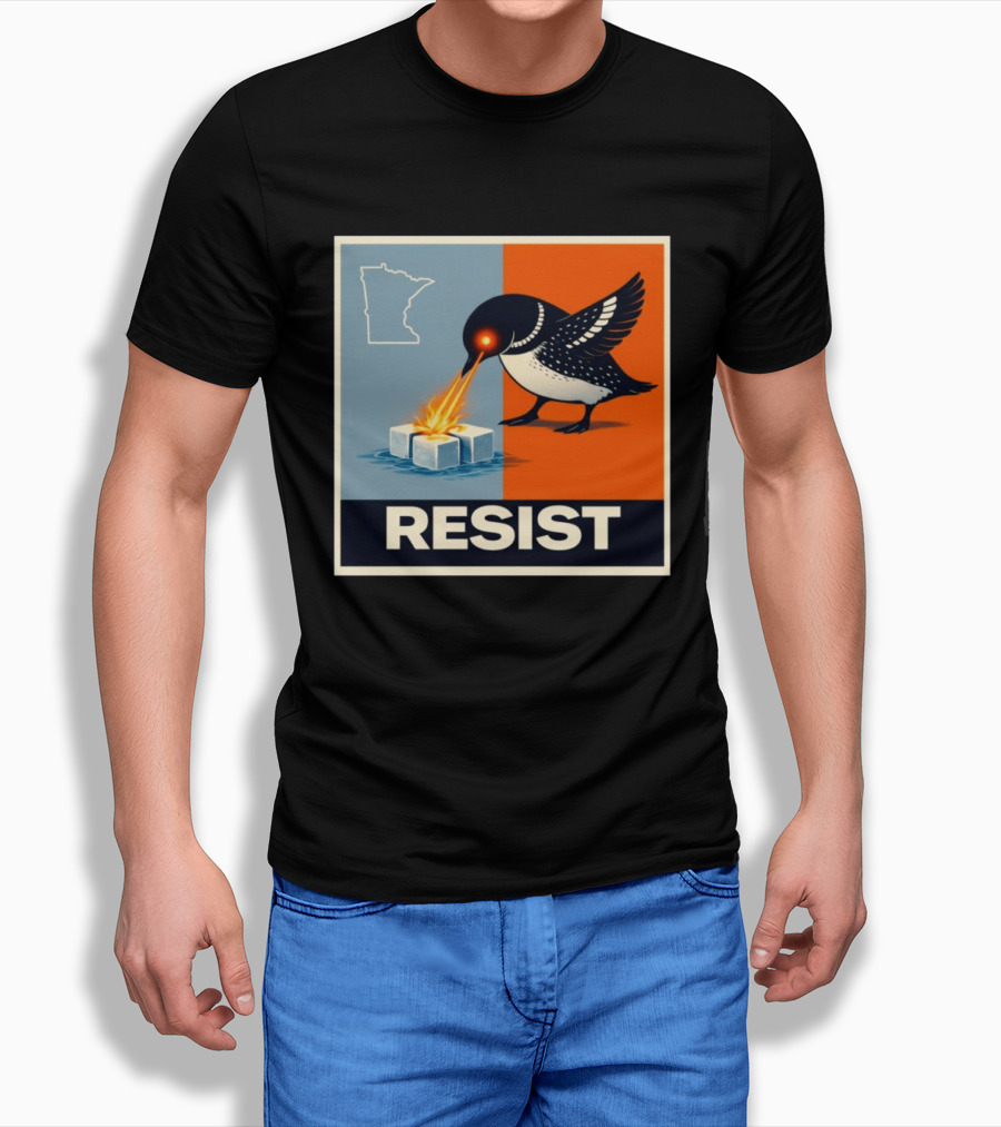 Rebel Minneapolis Ice Protest Resist With Loon Laser Bird And Minnesota Map T-Shirt