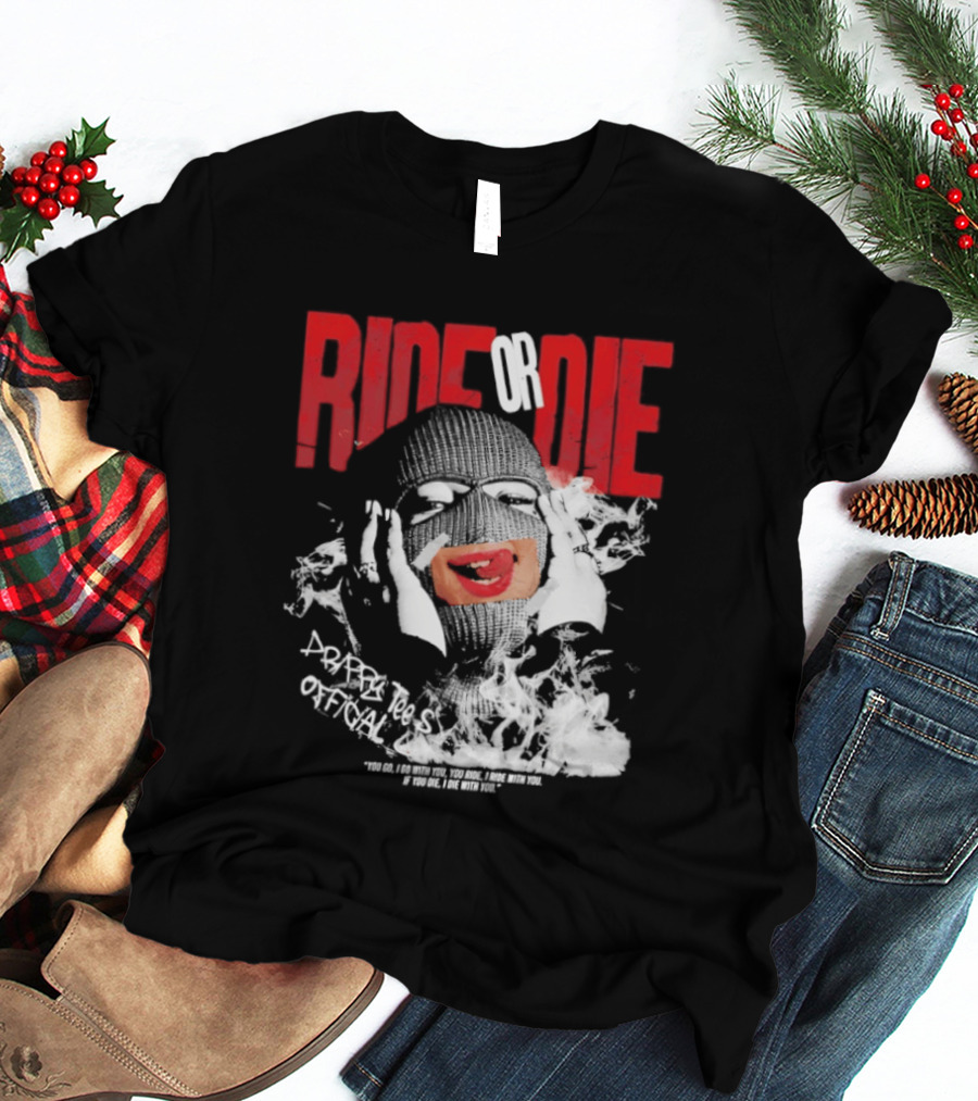 Ride Or Die Joker Grunge Typography And Distorted Joker Face T-Shirt