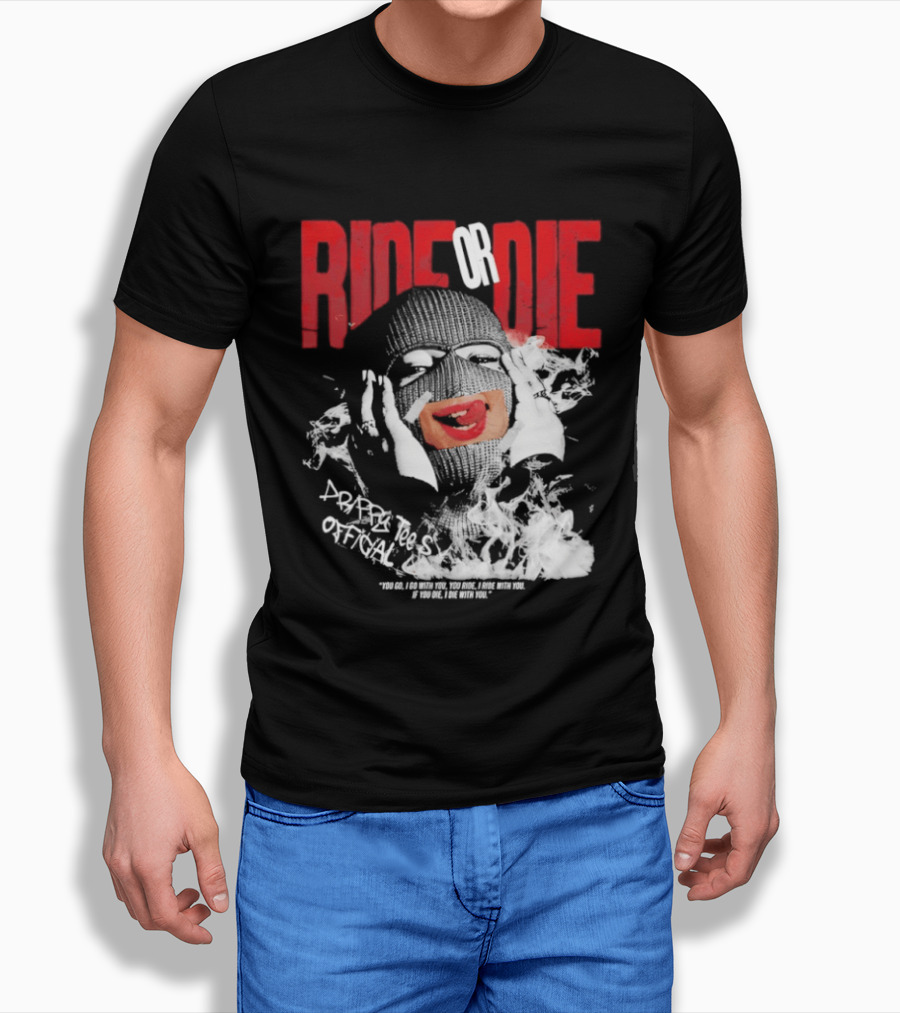 Ride Or Die Joker Grunge Typography And Distorted Joker Face T-Shirt