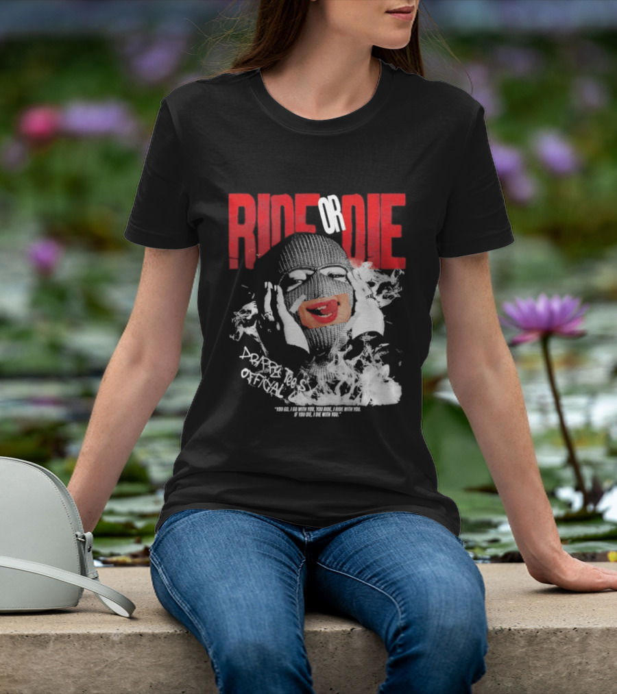 Ride Or Die Joker Grunge Typography And Distorted Joker Face T-Shirt