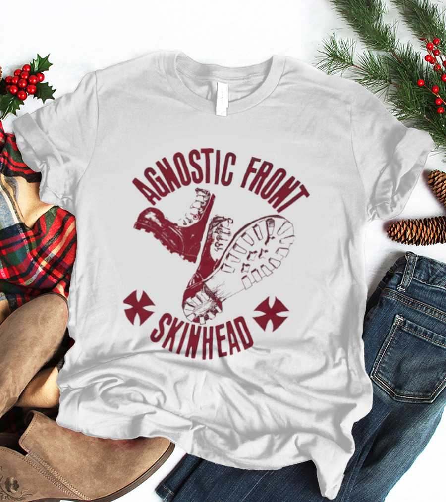 Agnostic Front Skinhead Boot Symbol Cross T-Shirt