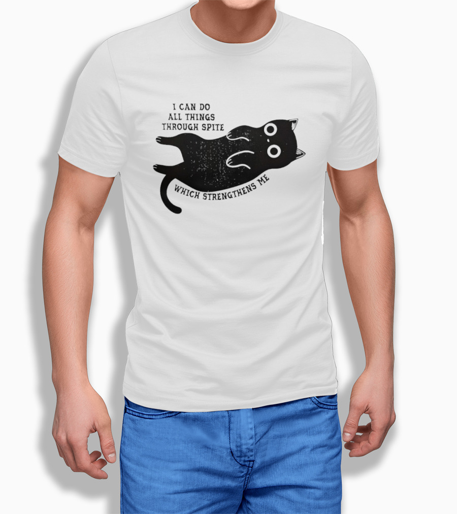 Black Cat I Can Do All Things Through Spite Which Strengthens Me T-Shirt