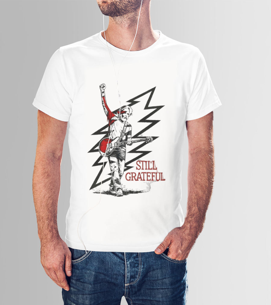 Bob Weir Holding Guitar Still Grateful White Lightning T-Shirt