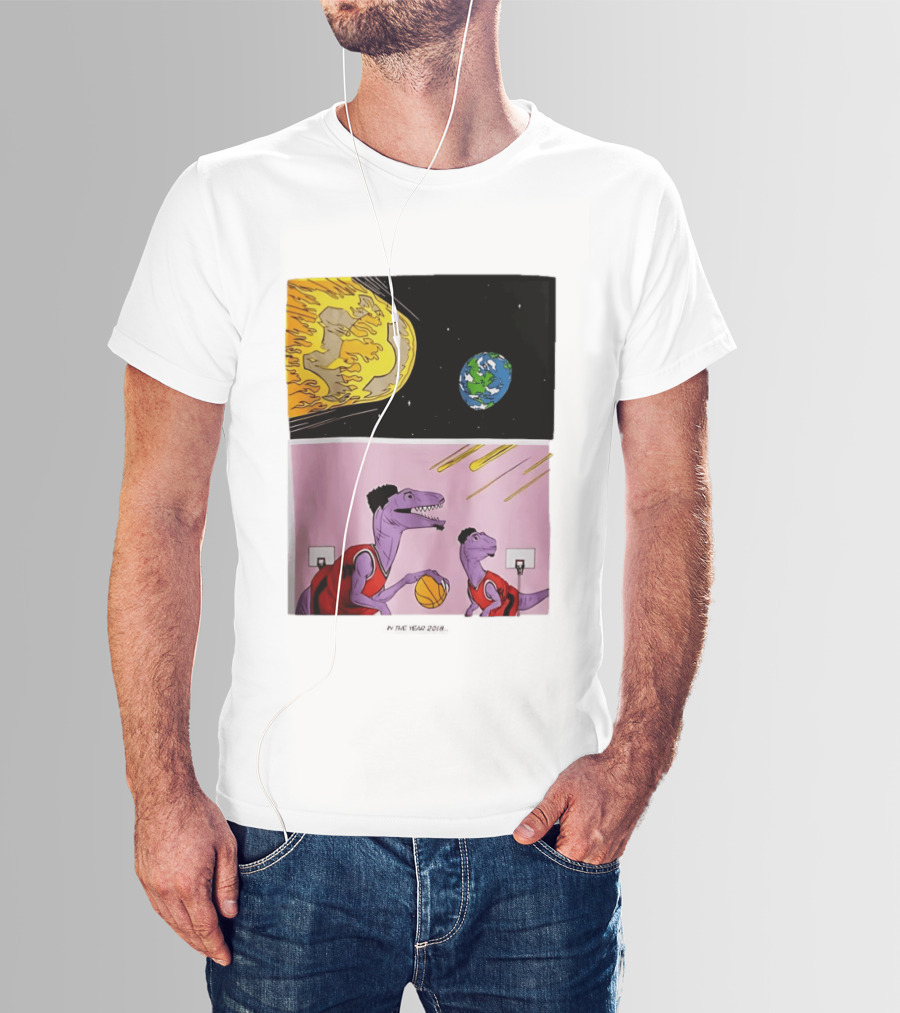 Bron Sends Him A LeBronto Dinosaur Meteor Basketball Earth Raptors T-Shirt