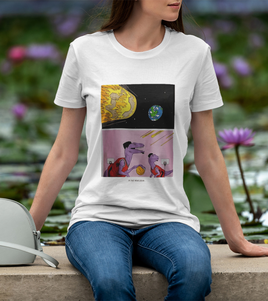 Bron Sends Him A LeBronto Dinosaur Meteor Basketball Earth Raptors T-Shirt