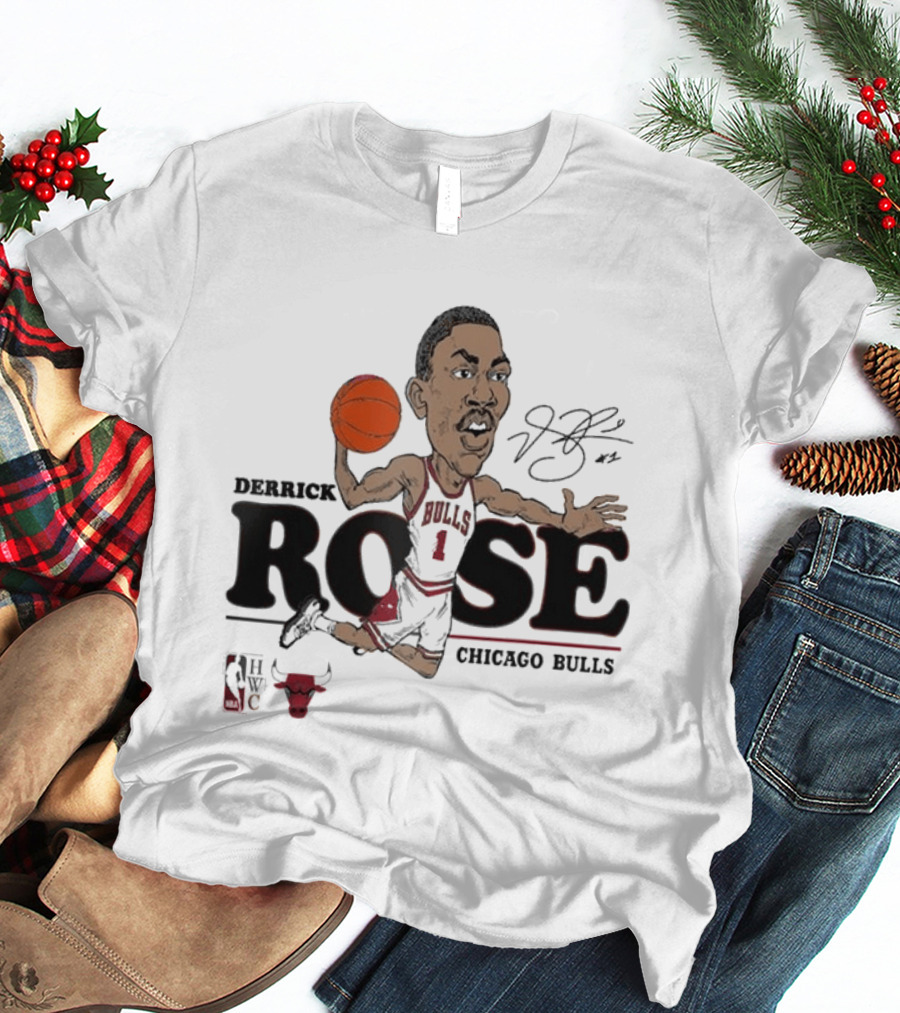 Derrick Rose Chicago Bulls Caricature Basketball T-Shirt