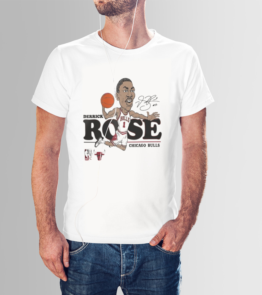 Derrick Rose Chicago Bulls Caricature Basketball T-Shirt