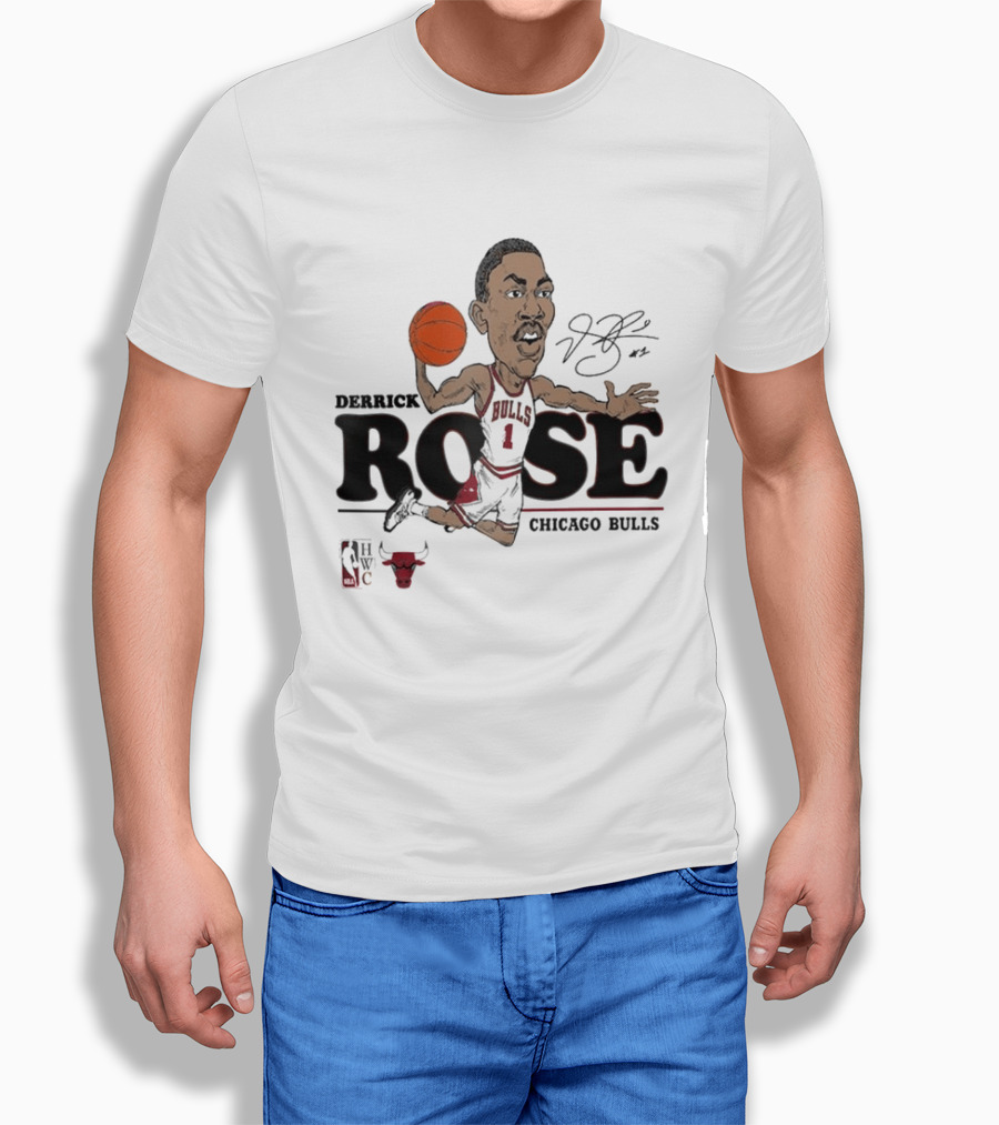 Derrick Rose Chicago Bulls Caricature Basketball T-Shirt