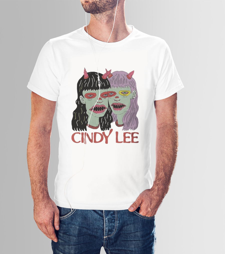 Cindy Lee Two Face Horned Creature Horror T-Shirt