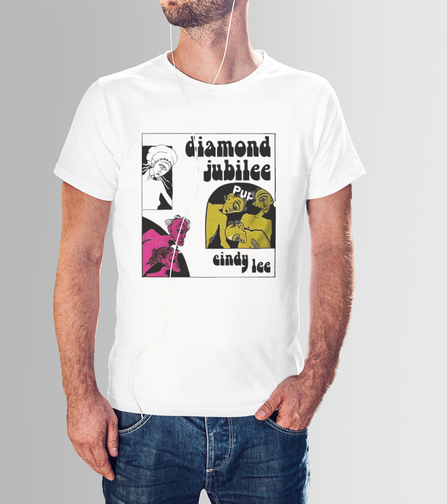 Diamond Jubilee Music Album Cindy Lee Illustrated Faces T-Shirt