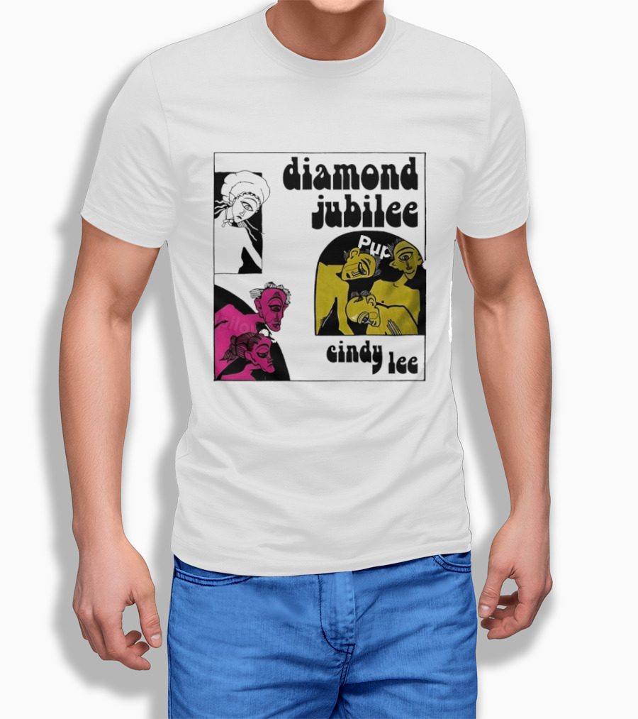Diamond Jubilee Music Album Cindy Lee Illustrated Faces T-Shirt