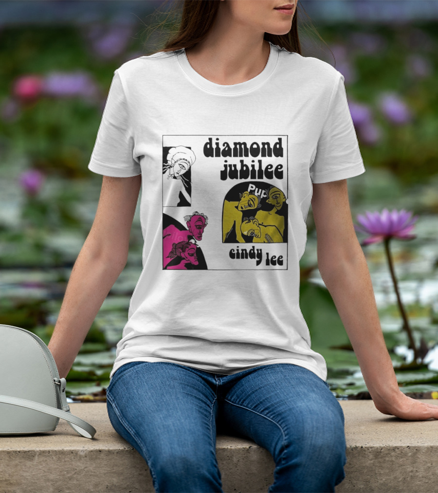 Diamond Jubilee Music Album Cindy Lee Illustrated Faces T-Shirt