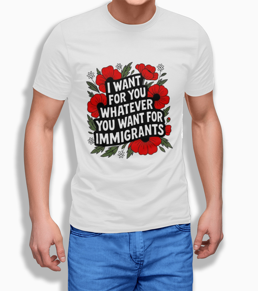 I Want For You Whatever You Want For Immigrants Floral Poppy T-Shirt