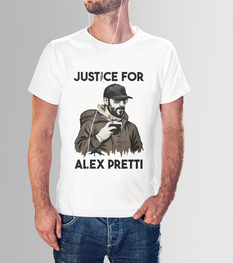 Justice For Alex Pretti Black Cap And Coffee Cup T-Shirt