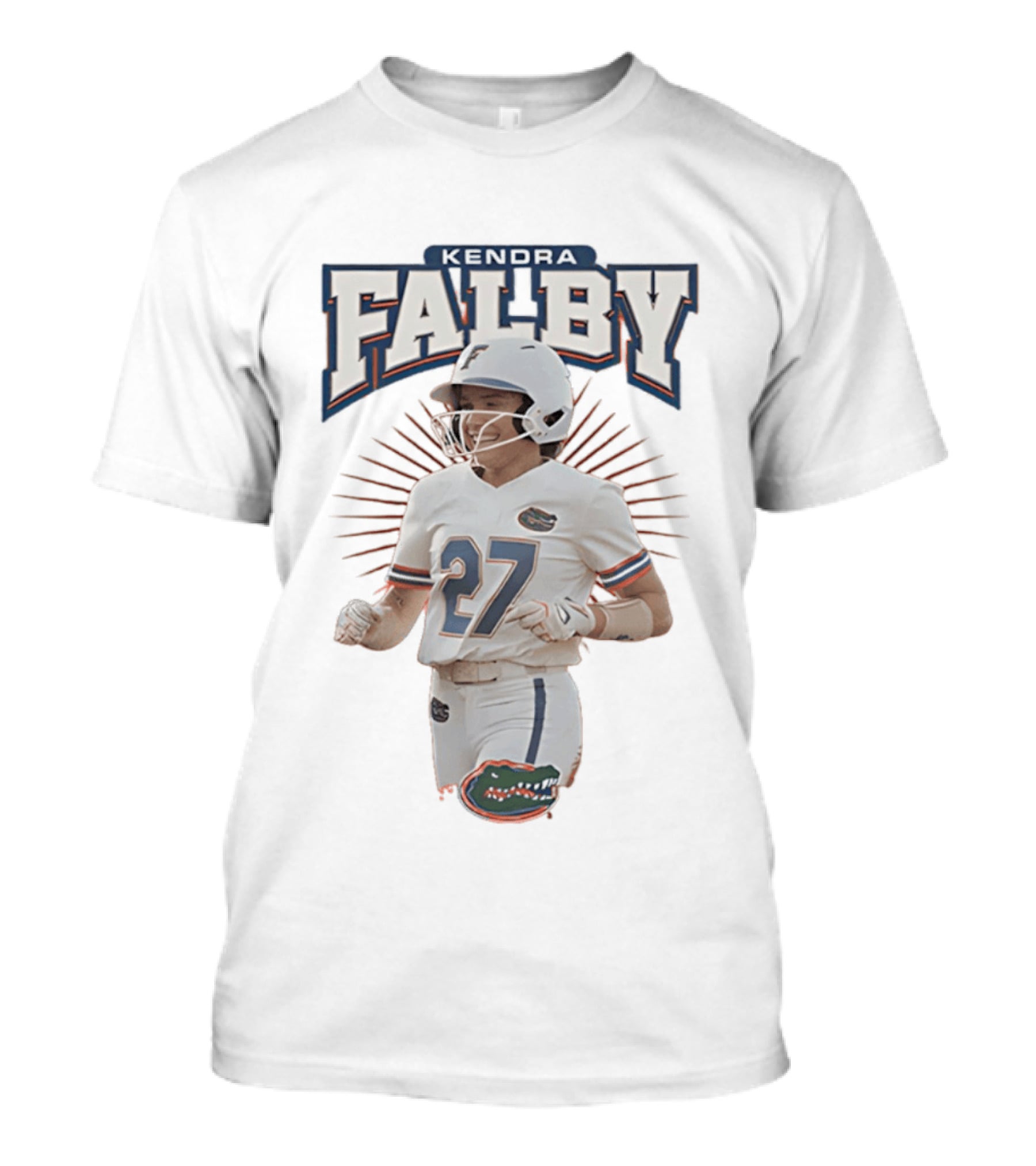 Kendra Falby Florida Softball NCAA Gators Number 27 Caricature T-Shirt