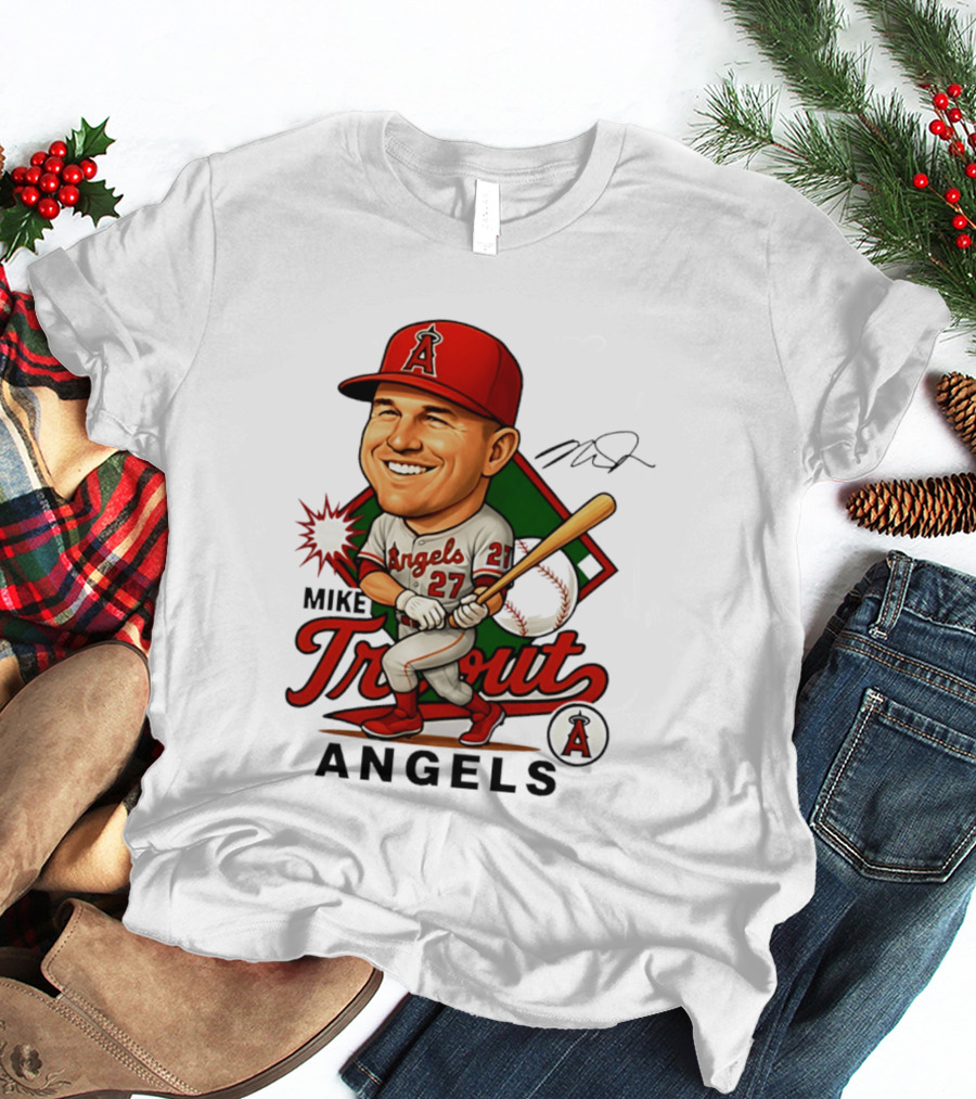 Mike Trout Angels Baseball Caricature Los Angeles Legend T-Shirt