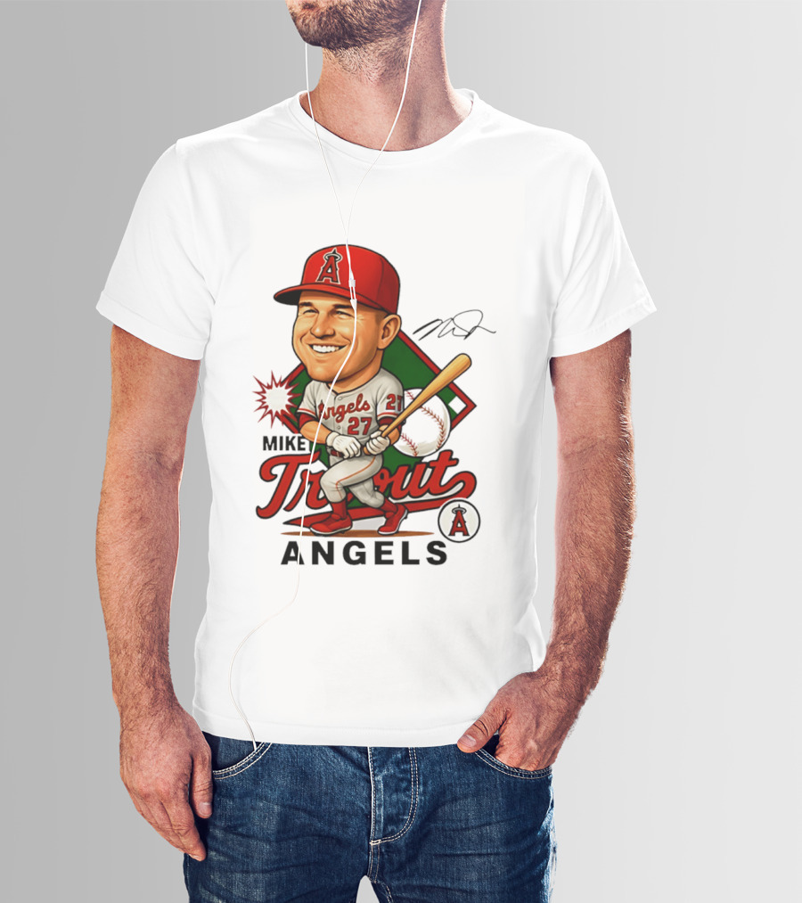 Mike Trout Angels Baseball Caricature Los Angeles Legend T-Shirt