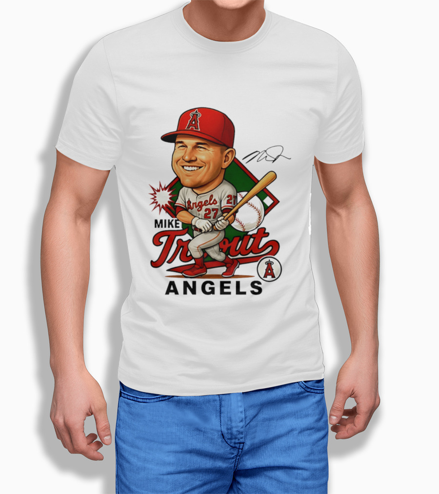 Mike Trout Angels Baseball Caricature Los Angeles Legend T-Shirt