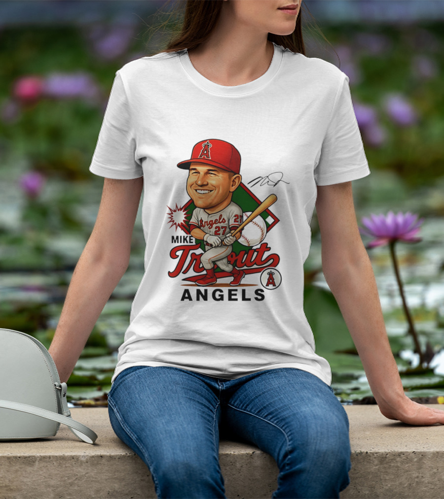 Mike Trout Angels Baseball Caricature Los Angeles Legend T-Shirt