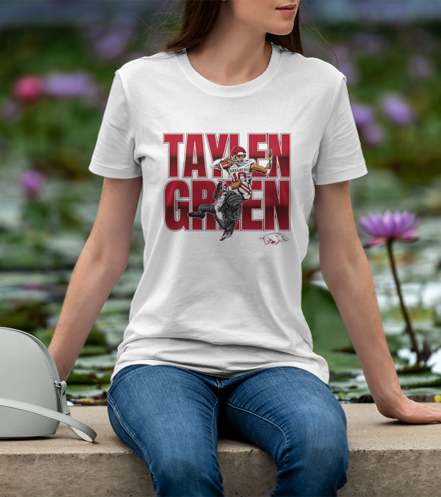 Taylen Green Arkansas Football NCAA Razorbacks Caricature T-Shirt