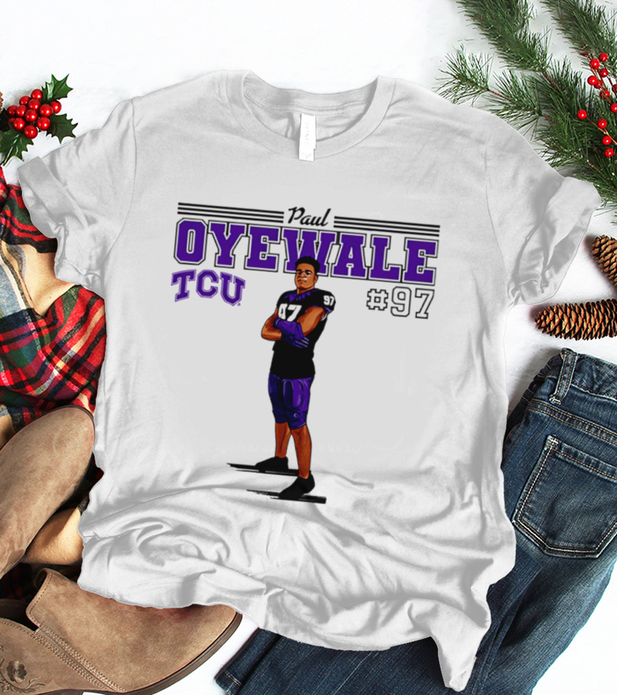 Paul Oyewale TCU Football NCAA #97 Caricature T-Shirt