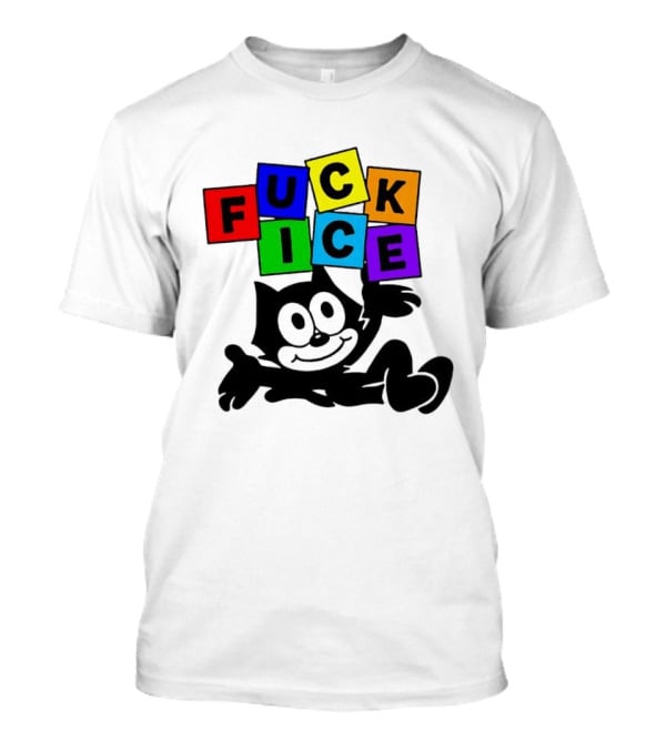 Felix The Cat Fuck ICE Colorful Blocks T-Shirt