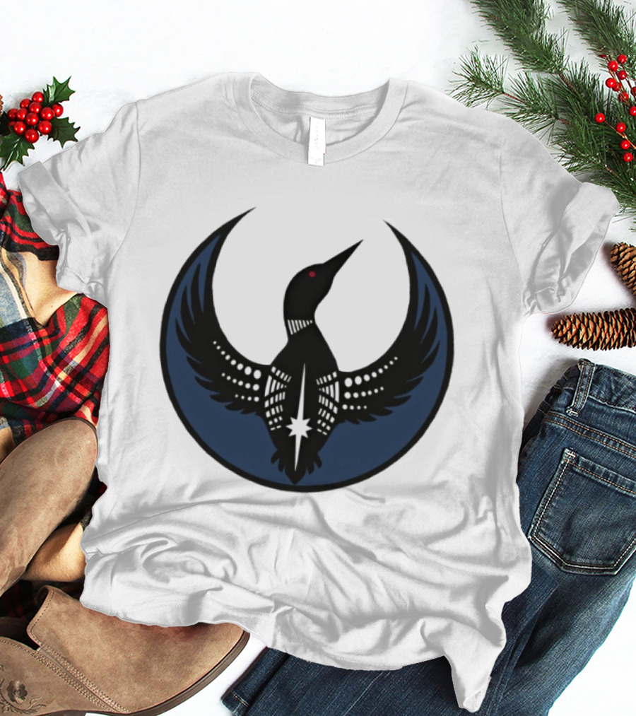 Minnesota Loon Bird Resist Ice Dark Circle Wings T-Shirt