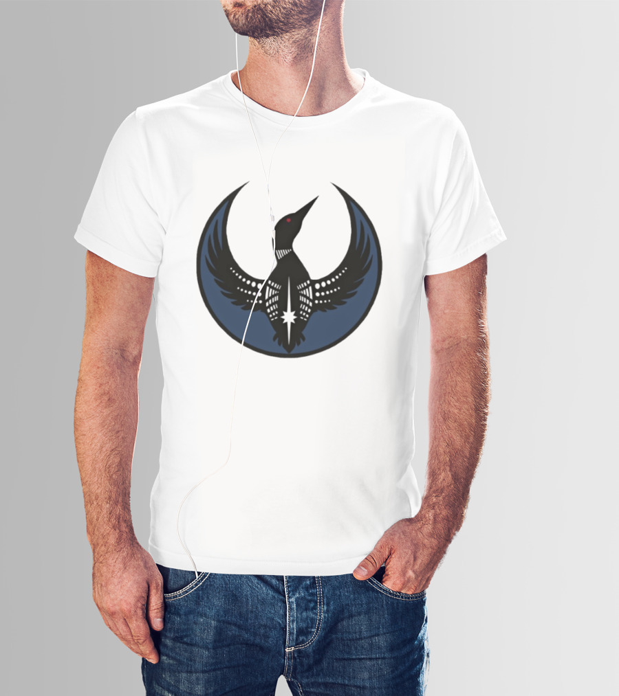 Minnesota Loon Bird Resist Ice Dark Circle Wings T-Shirt