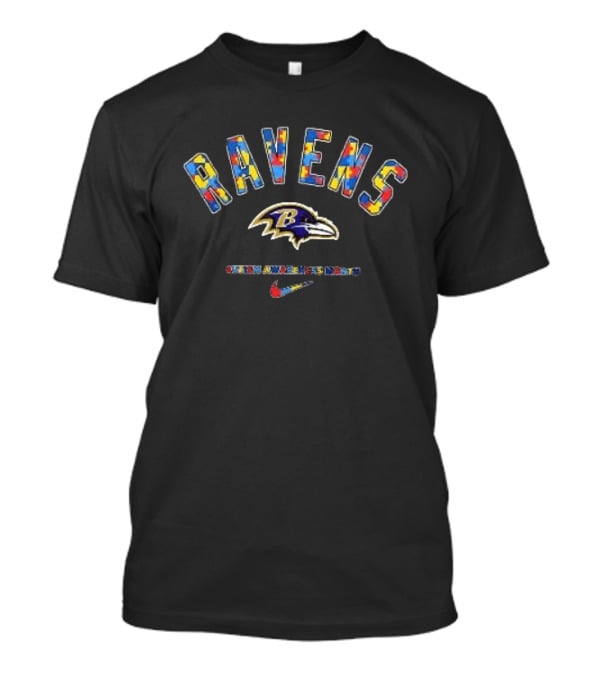 Baltimore Ravens Autism Awareness Month Puzzle Pattern Ravens Bird Nike T-Shirt