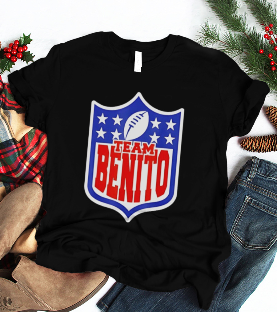 Team Benito Football Shield Stars Personalized Name T-Shirt