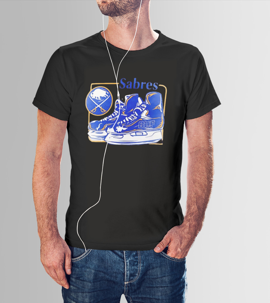 Sabres BUF Skates With Buffalo And Crossed Sabers T-Shirt