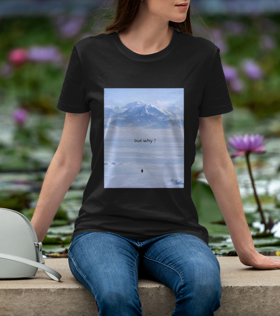 Penguin But Why Meme Snowy Mountains Motivational Scene T-Shirt