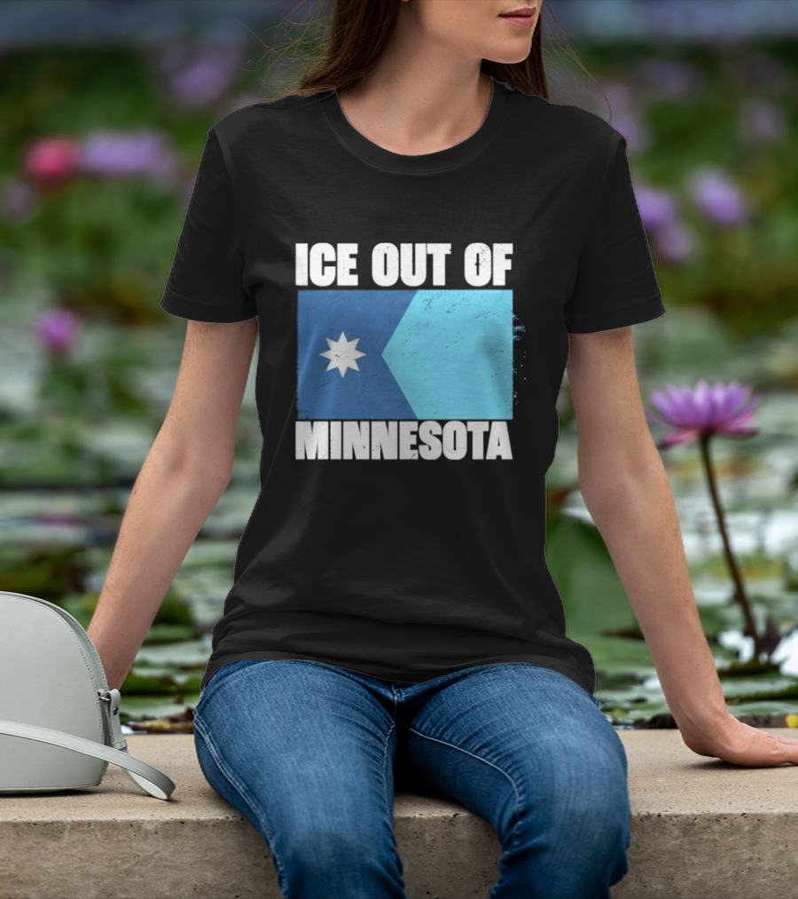 Ice Out Of Minnesota Flag Star Blue Shape T-Shirt