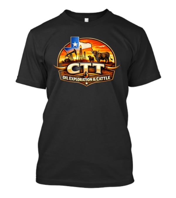 CTT Oil Exploration And Cattle Oilfield Texas Ranch Landscape T-Shirt