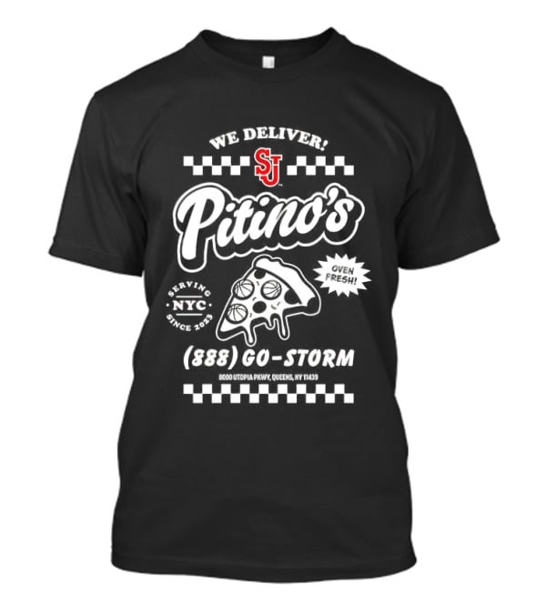 St John's Red Storm Pitino's Delivery Service SJ Pizza T-Shirt