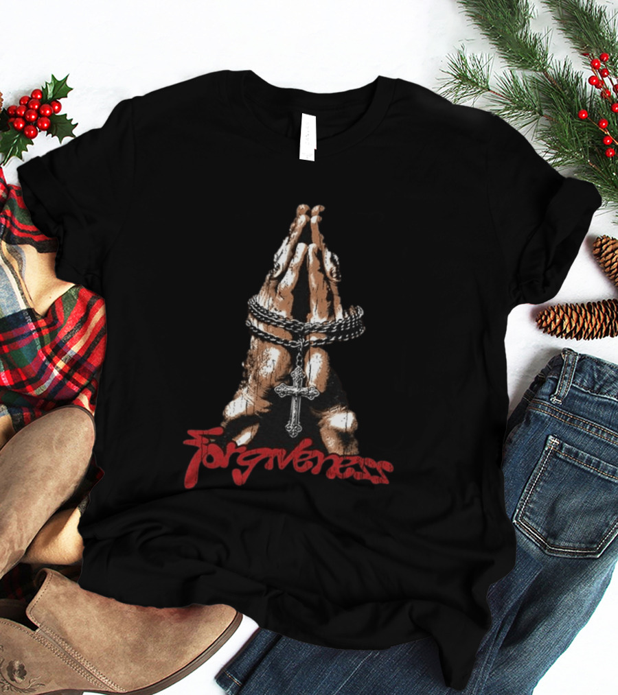 Forgiveness Praying Hands Crucifix Necklace T-Shirt