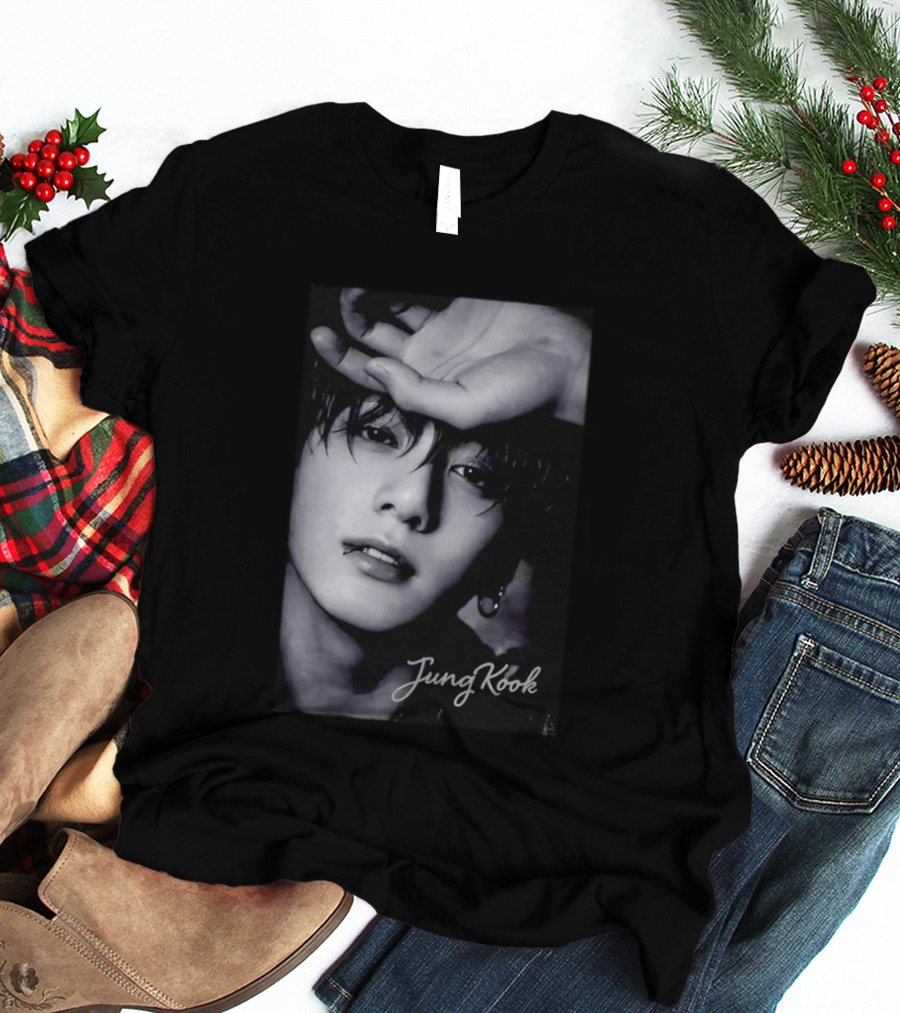 Jungkook BTS Iconic Style Black And White T-Shirt